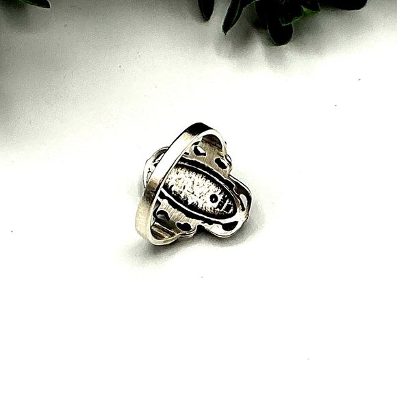 Vintage Style Sterling Silver Ring With Oval Abalone Shell & Ornate Filigree Des - Picture 2 of 6
